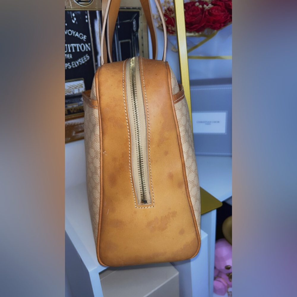 CELINE Tan Macadam Canvas top handle Tote Bag - Picture 10 of 15